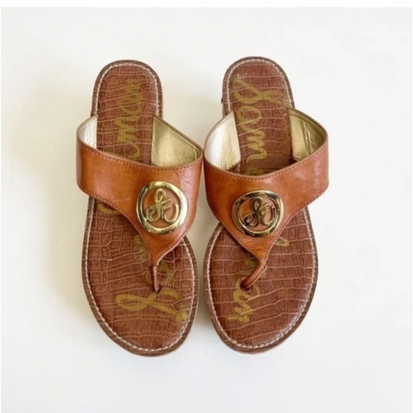 Sam  Edelman | Ruth Leather Wedge Platform Sandals Size 9 - Picture 3 of 5